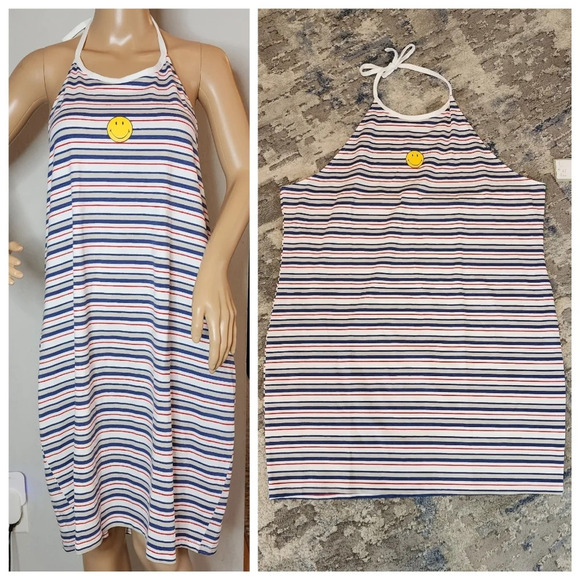 H&M Dresses & Skirts - NWT Smiley × H&M halter striped dress.  Size 3XL. Cotton Spandex.